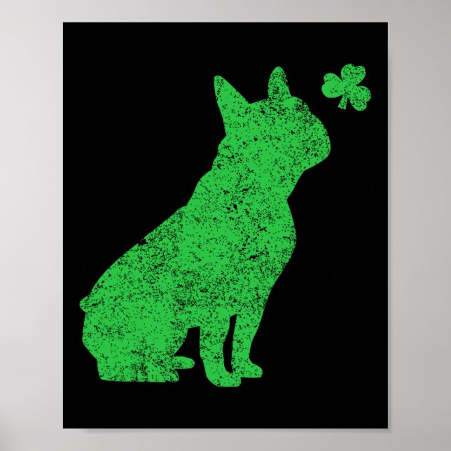 French Bulldog Shamrock St Patricks Day Frenchie D Poster (Front)