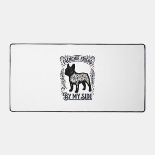 French Bulldog Shirt Vintage Floral Dog Lover Art_ Desk Mat