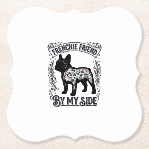 French Bulldog Shirt Vintage Floral Dog Lover Art_ Paper Coaster