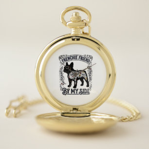 French Bulldog Shirt Vintage Floral Dog Lover Art_ Pocket Watch
