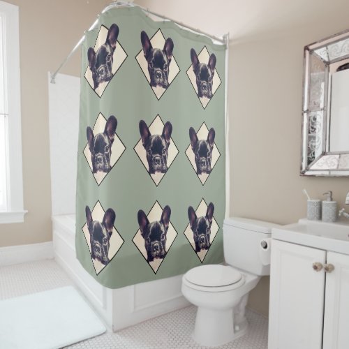 French bulldog shower curtain