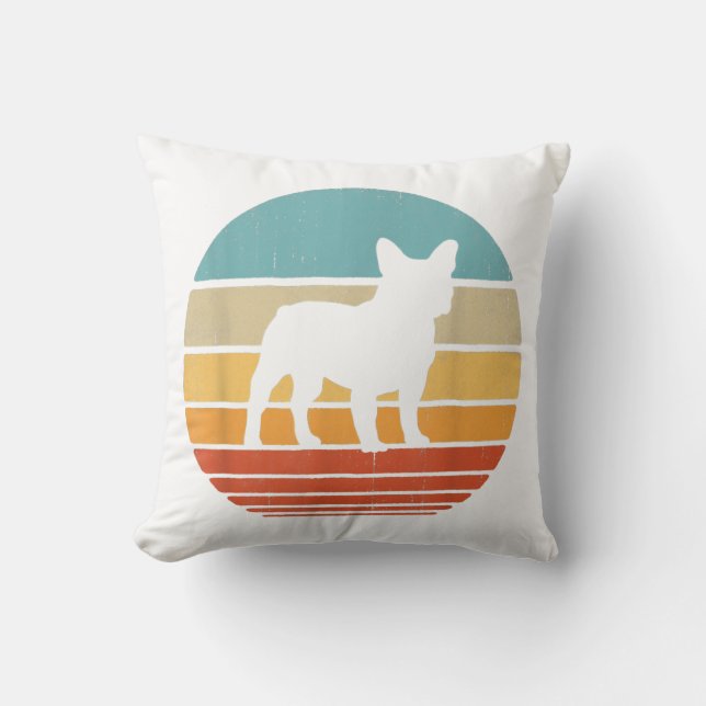 French Bulldog Silhouette 60s 70s Gift Dog Lover Throw Pillow (Front)