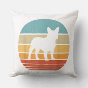 French Bulldog Silhouette 60s 70s Gift Dog Lover Throw Pillow