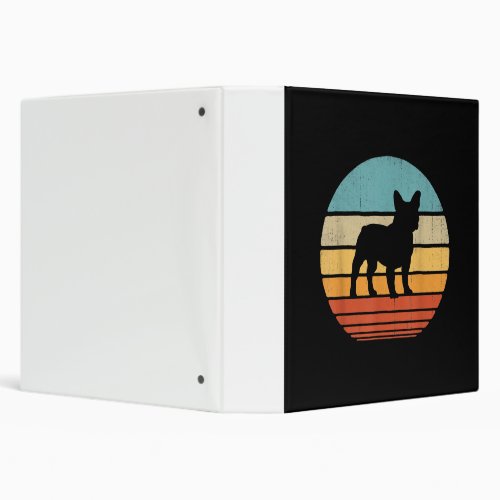 french bulldog  silhouette 60s 70s gifts dog 3 ring binder