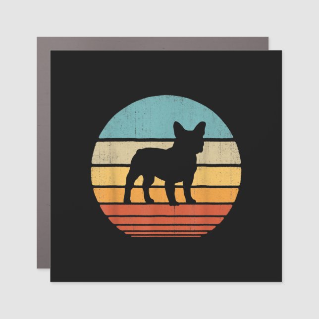 french bulldog | silhouette 60s 70s gifts dog car magnet (Front)