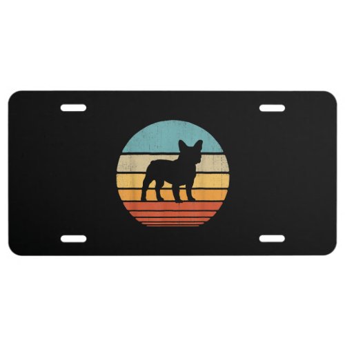 french bulldog  silhouette 60s 70s gifts dog license plate