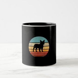 french bulldog   silhouette 60s 70s gifts dog Two-Tone coffee mug