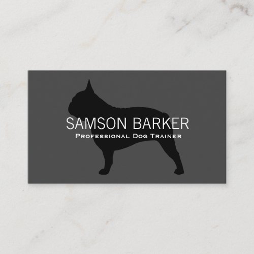 French Bulldog Silhouette Black on Grey Dog Lover Business Card