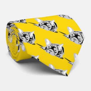 French Bulldog Silhouette black, white, yellow Neck Tie