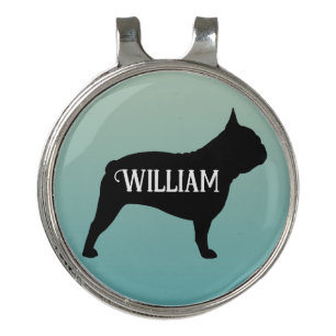 French Bulldog Silhouette Custom Name Golf Hat Clip