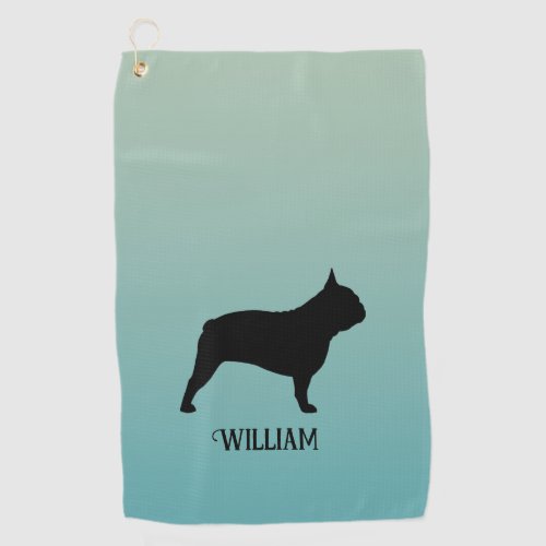 French Bulldog Silhouette Custom Name Golf Towel
