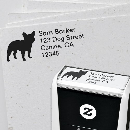 French Bulldog Silhouette Dog Breed Return Address Self_inking Stamp