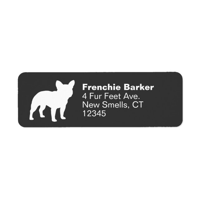 French Bulldog Silhouette Frenchie Dog Custom Label (Front)