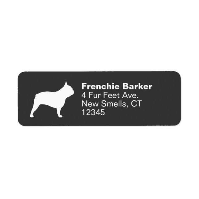 French Bulldog Silhouette Frenchie Dog Profile Label (Front)