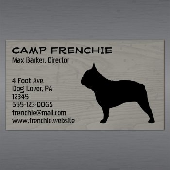 French Bulldog Silhouette | Frenchie Dog Rustic Business Card Magnet by jennsdoodleworld at Zazzle