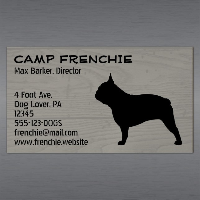 French Bulldog Silhouette | Frenchie Dog Rustic Business Card Magnet (Creator Uploaded)