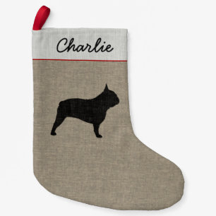 French Bulldog Silhouette Frenchie Pet Dog Custom Small Christmas Stocking