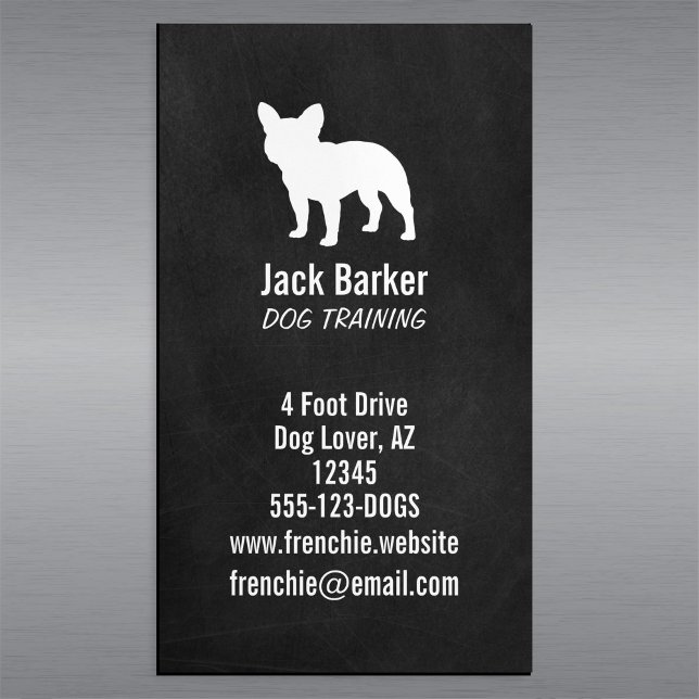French Bulldog Silhouette | Frenchie Pet Dog Magnetic Business Card (Creator Uploaded)