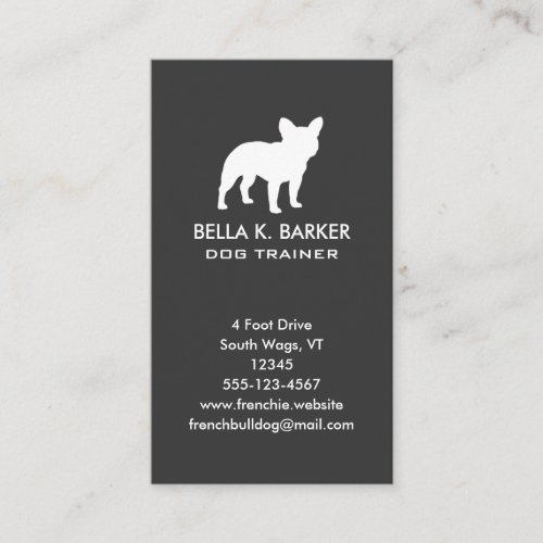 French Bulldog Silhouette  Frenchy Dog Vertical Business Card
