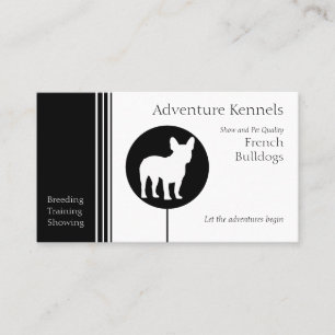 French Bulldog Silhouette Modern Black and White Business Card