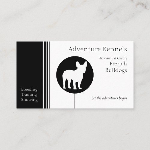 French Bulldog Silhouette Modern Black and White  Business Card