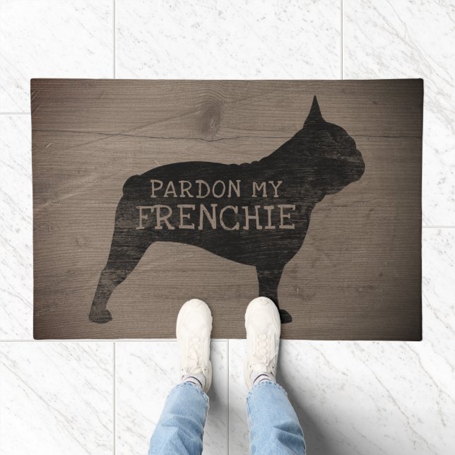 French Bulldog Silhouette Pardon My Frenchie Doormat (Indoor)