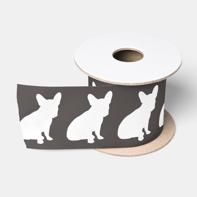 French Bulldog Silhouette Party Satin Ribbon (Spool)