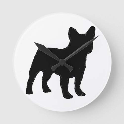 french bulldog silhouette round clock