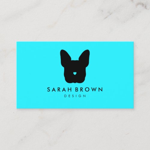 French Bulldog silhouette teal Business Card