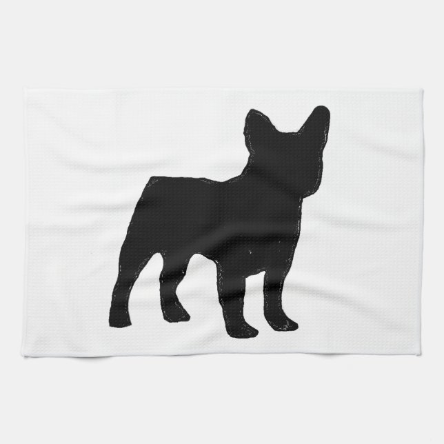 french bulldog silhouette towel (Horizontal)
