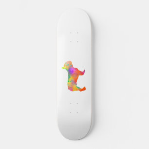french bulldog silhouette watercolor skateboard
