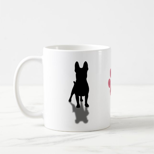 French Bulldog Silhouette with Personalized Paw Coffee Mug (Left)