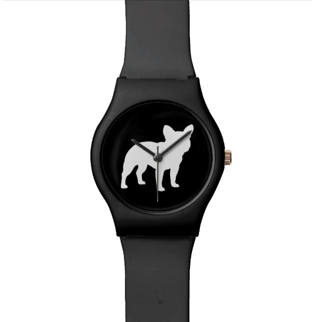 French Bulldog Silhouette Wrist Watch (Close Up)