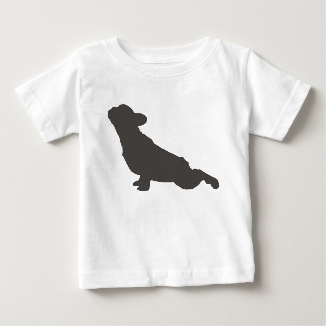French Bulldog Silhouette Yoga Pose Baby T-Shirt (Front)