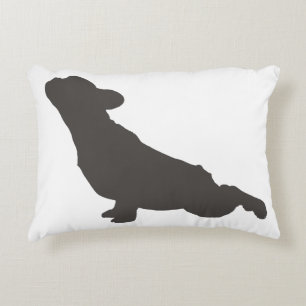 French Bulldog Silhouette Yoga Pose Decorative Pillow