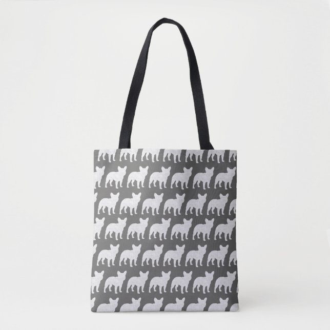 French Bulldog Silhouettes Frenchie Dogs Patterned Tote Bag (Front)