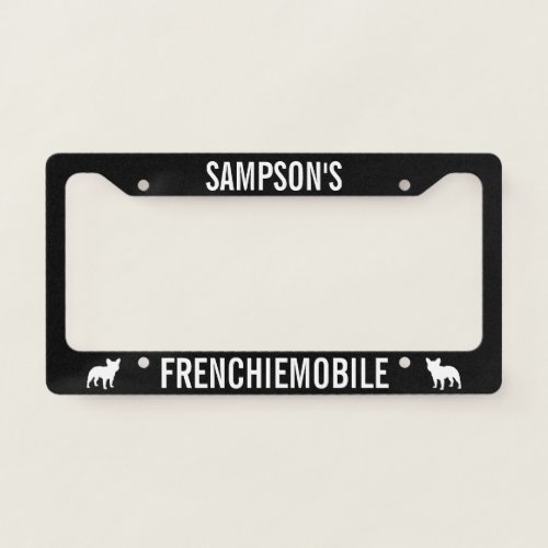 French Bulldog Silhouettes Frenchiemobile _ Custom License Plate Frame