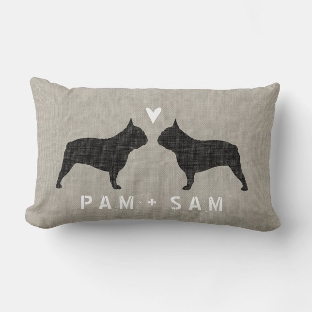 French Bulldog Silhouettes Love - Personalize Lumbar Pillow (Front)