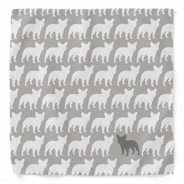 French Bulldog Silhouettes Pattern Bandana (Front)
