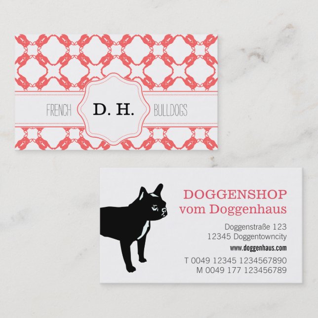 French Bulldog Silhouettes pattern  Business Card (Front/Back)