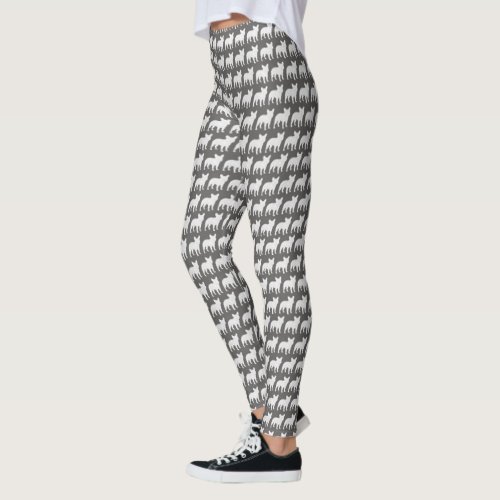 French Bulldog Silhouettes Pattern Frenchie Dogs Leggings