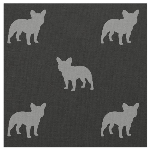 French Bulldog Silhouettes Pattern Grey and Black Fabric