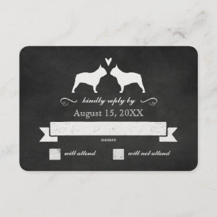 French Bulldog Silhouettes Wedding Reply RSVP