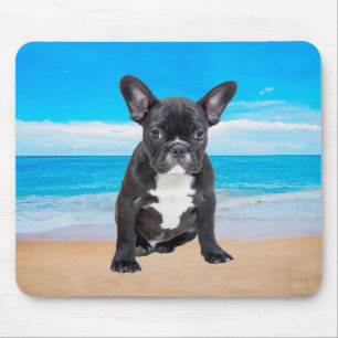 French Bulldog Sitting On Beach Mouse Pad