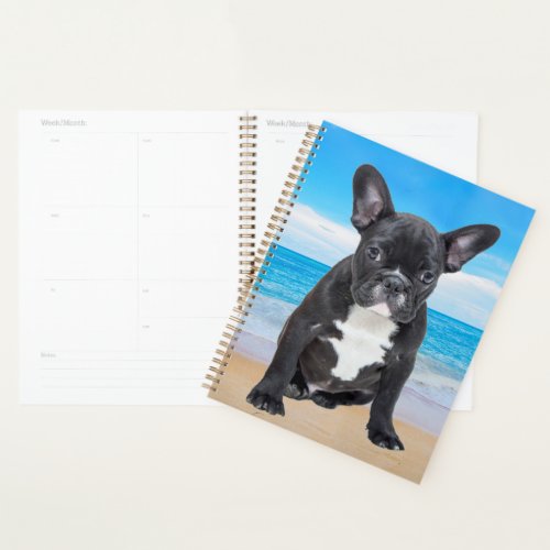 French Bulldog Sitting On Beach Planner