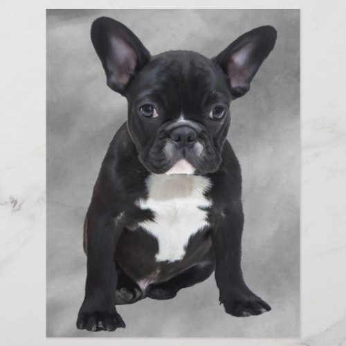 French Bulldog Sitting Watercolor Oil Painting