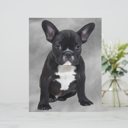 French Bulldog Sitting Watercolor Oil Painting (Standing Front)