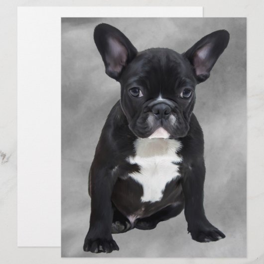 French Bulldog Sitting Watercolor Oil Painting (Front/Back)