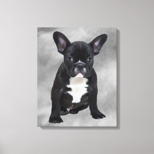 French Bulldog Sitting Watercolor Oil Painting Canvas Print