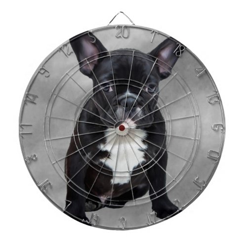 French Bulldog Sitting Watercolor Oil Painting Dartboard